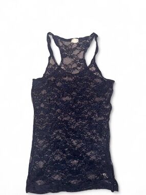 Women's Navy Blue Lace Racerback Tank Top